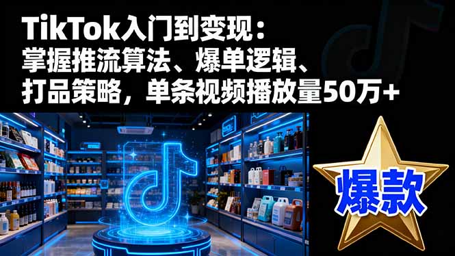 TikTok入门到变现：掌握推流算法、爆单逻辑、打品策略，单条视频播放量50w网创-网赚-电商-tk-出海-AI-抖音-快手-小红书-视频号-玩法-创业-小程序-公众号-私域-s粉网创智库