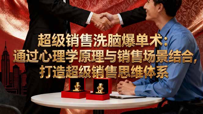 超级销售洗脑爆单术：通过心理学原理与销售场景结合,打造超级销售思维体系网创-网赚-电商-tk-出海-AI-抖音-快手-小红书-视频号-玩法-创业-小程序-公众号-私域-s粉网创智库