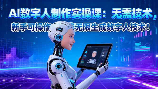 AI数字人制作实操课：无需技术，新手可操作，免费无限生成数字人技术！网创-网赚-电商-tk-出海-AI-抖音-快手-小红书-视频号-玩法-创业-小程序-公众号-私域-s粉网创智库