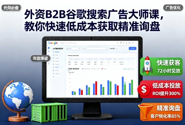 外资B2B谷歌搜索广告大师课，教你快速低成本获取精准询盘网创-网赚-电商-tk-出海-AI-抖音-快手-小红书-视频号-玩法-创业-小程序-公众号-私域-s粉网创智库