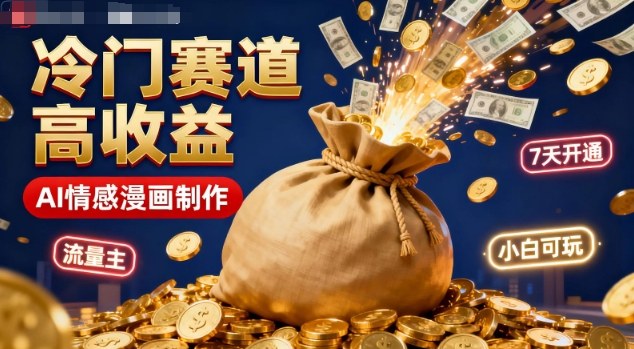 公众号冷门赛道，用AI做情感漫画，7天开通流量主，操作简单，小白可玩网创-网赚-电商-tk-出海-AI-抖音-快手-小红书-视频号-玩法-创业-小程序-公众号-私域-s粉网创智库