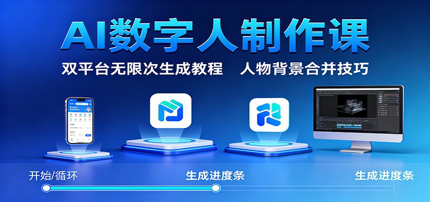 AI数字人制作课:双平台无限次生成教程,人物背景合并技巧 - 网创智库网创-网赚-电商-tk-出海-AI-抖音-快手-小红书-视频号-玩法-创业-小程序-公众号-私域-s粉网创智库