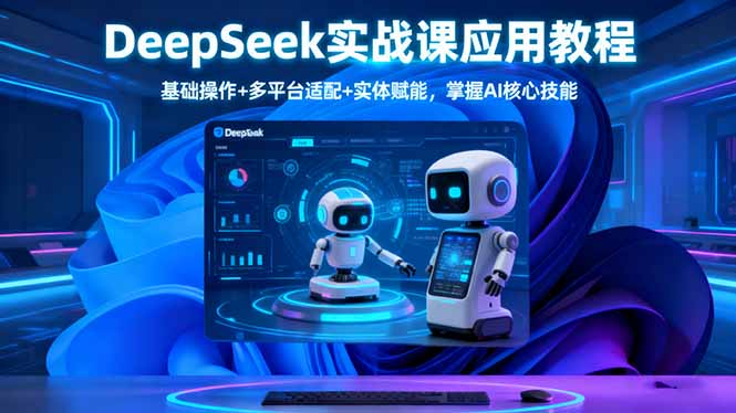 DeepSeek实战课应用教程、基础操作+多平台适配+实体赋能，掌握AI核心技能网创-网赚-电商-tk-出海-AI-抖音-快手-小红书-视频号-玩法-创业-小程序-公众号-私域-s粉网创智库