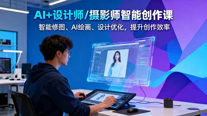 AI+设计师/摄影师智能创作课：智能修图、AI绘画、设计优化，提升创作效率网创-网赚-电商-tk-出海-AI-抖音-快手-小红书-视频号-玩法-创业-小程序-公众号-私域-s粉网创智库