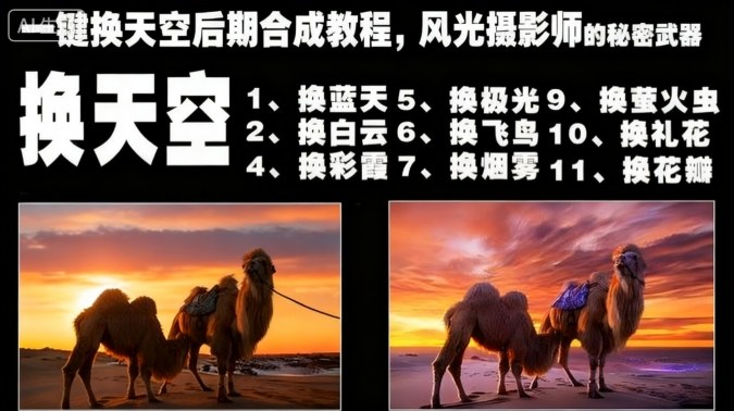 一键换天空后期合成教程，风光摄影师的秘密武器网创-网赚-电商-tk-出海-AI-抖音-快手-小红书-视频号-玩法-创业-小程序-公众号-私域-s粉网创智库