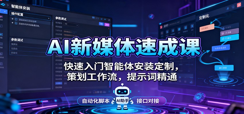 AI新媒体速成课:快速入门智能体安装定制,策划工作流,提示词精通 - 网创智库网创-网赚-电商-tk-出海-AI-抖音-快手-小红书-视频号-玩法-创业-小程序-公众号-私域-s粉网创智库