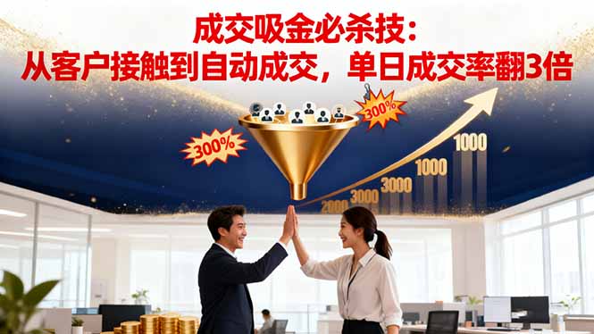 吸金成交营销必杀技：从客户接触到自动成交，单日成交率翻3倍网创-网赚-电商-tk-出海-AI-抖音-快手-小红书-视频号-玩法-创业-小程序-公众号-私域-s粉网创智库