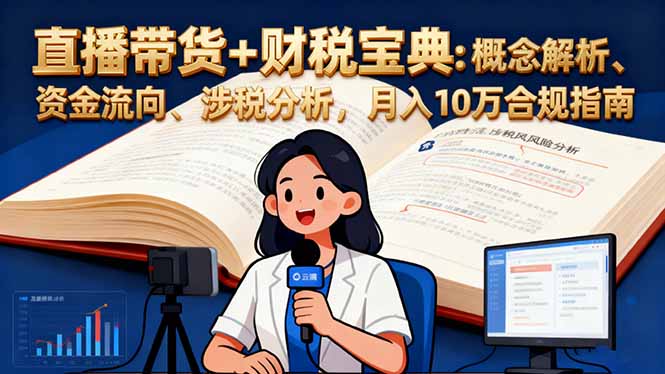 直播带货+财税宝典：概念解析、资金流向、涉税分析，月入10万合规指南网创-网赚-电商-tk-出海-AI-抖音-快手-小红书-视频号-玩法-创业-小程序-公众号-私域-s粉网创智库