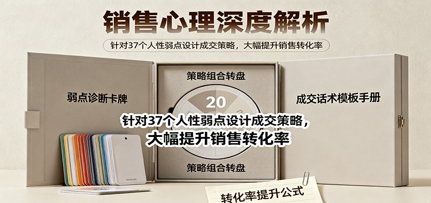 销售心理深度解析:针对37个人性弱点设计成交策略,大幅提升销售转化率! - 网创智库网创-网赚-电商-tk-出海-AI-抖音-快手-小红书-视频号-玩法-创业-小程序-公众号-私域-s粉网创智库