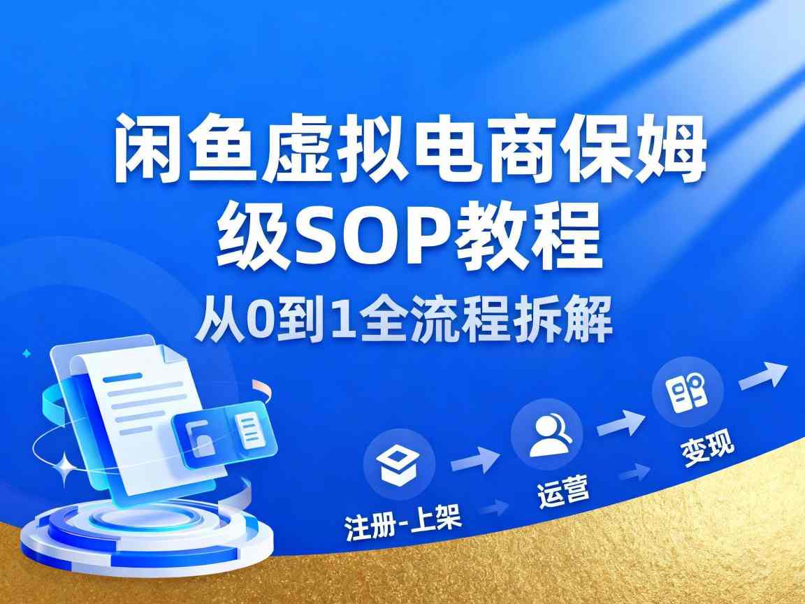 闲鱼虚拟电商，月入轻松过1W，保姆级SOP教程 - 网创智库网创-网赚-电商-tk-出海-AI-抖音-快手-小红书-视频号-玩法-创业-小程序-公众号-私域-s粉网创智库