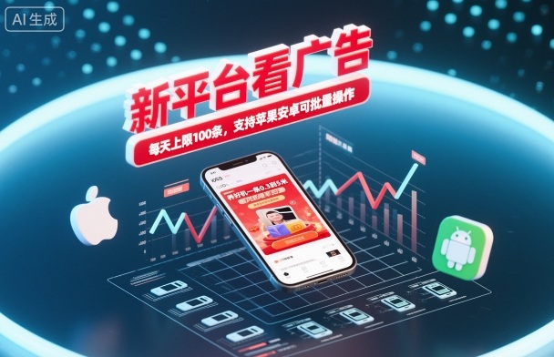 新平台看广告，养好机一条0.3到5米，每天上限100条，支持苹果安卓可批量操作网创-网赚-电商-tk-出海-AI-抖音-快手-小红书-视频号-玩法-创业-小程序-公众号-私域-s粉网创智库