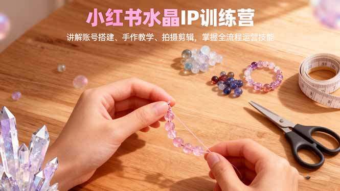 小红书水晶IP训练营，讲解账号搭建、手作教学、拍摄剪辑，全流程运营技能网创-网赚-电商-tk-出海-AI-抖音-快手-小红书-视频号-玩法-创业-小程序-公众号-私域-s粉网创智库
