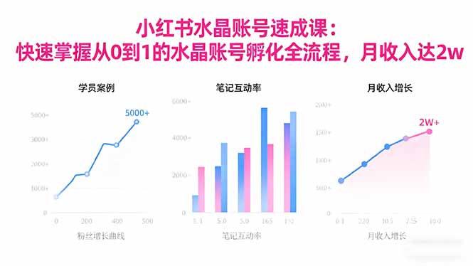 2025小红书水晶账号速成课：快速掌握从0-1水晶账号孵化全流程，月收入达2w网创-网赚-电商-tk-出海-AI-抖音-快手-小红书-视频号-玩法-创业-小程序-公众号-私域-s粉网创智库