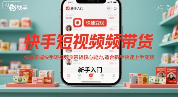快手短视频带货，快速掌握快手短视频带货核心能力，适合新手快速上手变现网创-网赚-电商-tk-出海-AI-抖音-快手-小红书-视频号-玩法-创业-小程序-公众号-私域-s粉网创智库