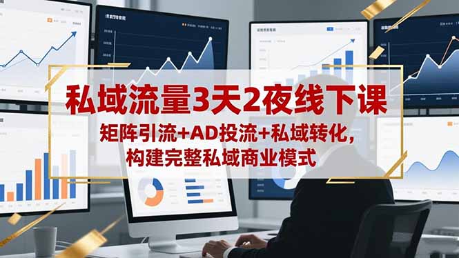 私域流量3天2夜线下课，矩阵引流+AD投流+私域转化，构建完整私域商业模式网创-网赚-电商-tk-出海-AI-抖音-快手-小红书-视频号-玩法-创业-小程序-公众号-私域-s粉网创智库