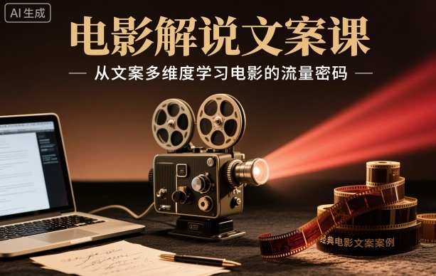 电影解说文案课，从文案多维度学习电影的流量密码网创-网赚-电商-tk-出海-AI-抖音-快手-小红书-视频号-玩法-创业-小程序-公众号-私域-s粉网创智库