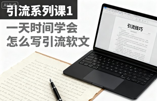 引流系列课1，一天时间学会怎么写引流软文网创-网赚-电商-tk-出海-AI-抖音-快手-小红书-视频号-玩法-创业-小程序-公众号-私域-s粉网创智库