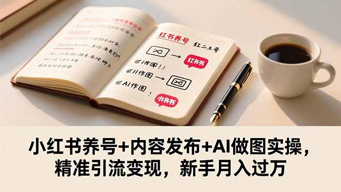小红书养号+内容发布+AI做图实操，精准引流变现，新手月入过万网创-网赚-电商-tk-出海-AI-抖音-快手-小红书-视频号-玩法-创业-小程序-公众号-私域-s粉网创智库
