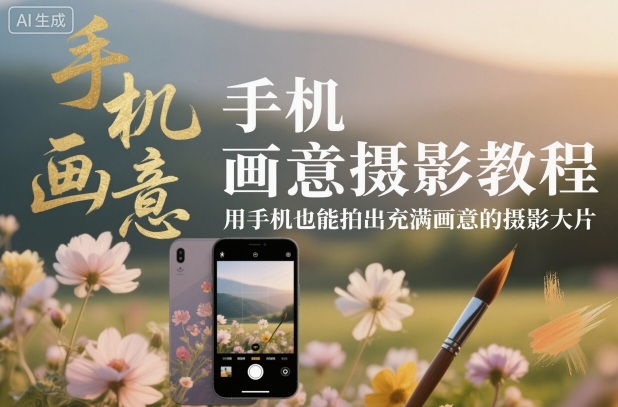 手机画意摄影教程，用手机也能拍出充满画意的摄影大片网创-网赚-电商-tk-出海-AI-抖音-快手-小红书-视频号-玩法-创业-小程序-公众号-私域-s粉网创智库
