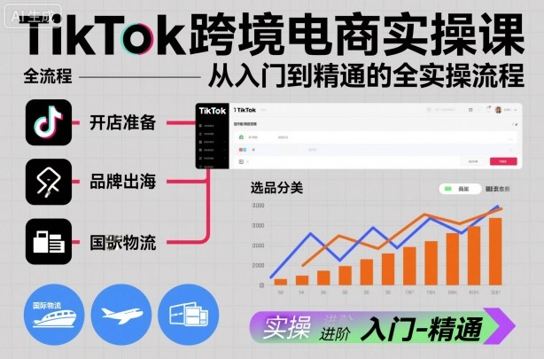 TikTok跨境电商实操课，从入门到精通的全实操流程网创-网赚-电商-tk-出海-AI-抖音-快手-小红书-视频号-玩法-创业-小程序-公众号-私域-s粉网创智库