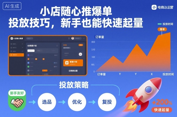 小店随心推爆单投放技巧，新手也能快速起量网创-网赚-电商-tk-出海-AI-抖音-快手-小红书-视频号-玩法-创业-小程序-公众号-私域-s粉网创智库