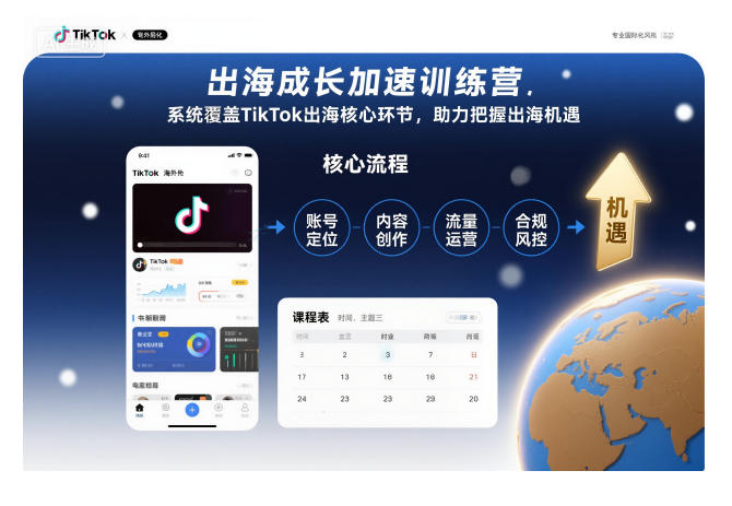 出海成长加速训练营，系统覆盖TikTok出海核心环节，助力把握出海机遇(更新)网创-网赚-电商-tk-出海-AI-抖音-快手-小红书-视频号-玩法-创业-小程序-公众号-私域-s粉网创智库