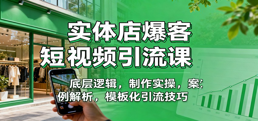 实体店爆客短视频引流课：底层逻辑，制作实操，案例解析，模板化引流技巧 - 网创智库网创-网赚-电商-tk-出海-AI-抖音-快手-小红书-视频号-玩法-创业-小程序-公众号-私域-s粉网创智库