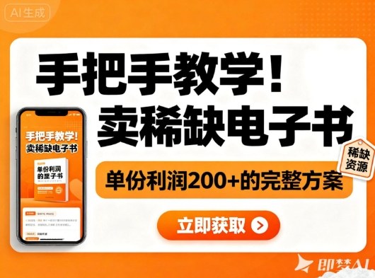 手把手教学！在小红书卖稀缺电子书，单份利润2张+的完整方案网创-网赚-电商-tk-出海-AI-抖音-快手-小红书-视频号-玩法-创业-小程序-公众号-私域-s粉网创智库