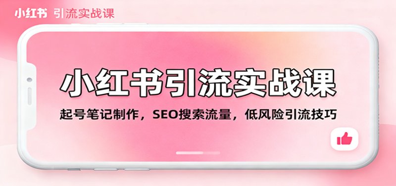 小红书引流实战课：起号笔记制作，SEO搜索流量，低风险引流技巧网创-网赚-电商-tk-出海-AI-抖音-快手-小红书-视频号-玩法-创业-小程序-公众号-私域-s粉网创智库