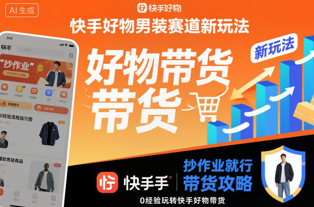 快手好物男装赛道新玩法，抄作业就行，0经验玩转快手好物带货网创-网赚-电商-tk-出海-AI-抖音-快手-小红书-视频号-玩法-创业-小程序-公众号-私域-s粉网创智库