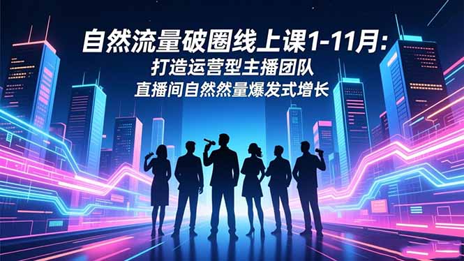 自然流量破圈线上课1-11月：打造运营型主播团队 直播间自然流量爆发式增长网创-网赚-电商-tk-出海-AI-抖音-快手-小红书-视频号-玩法-创业-小程序-公众号-私域-s粉网创智库