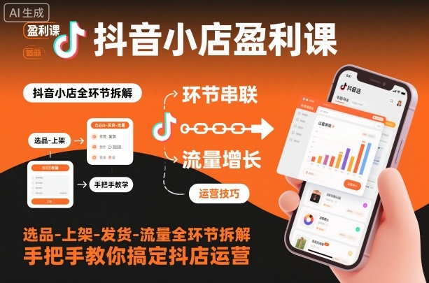 抖音小店盈利课-选品-上架-发货-流量全环节拆解，手把手教你搞定抖店运营网创-网赚-电商-tk-出海-AI-抖音-快手-小红书-视频号-玩法-创业-小程序-公众号-私域-s粉网创智库