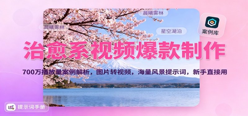 治愈系视频爆款制作，700万播放量案例解析，图片转视频，海量风景提示词，新手直接用网创-网赚-电商-tk-出海-AI-抖音-快手-小红书-视频号-玩法-创业-小程序-公众号-私域-s粉网创智库