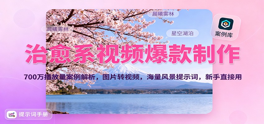 治愈系视频爆款制作,700万播放量案例解析,图片转视频,海量风景提示词,新手直接用 - 网创智库网创-网赚-电商-tk-出海-AI-抖音-快手-小红书-视频号-玩法-创业-小程序-公众号-私域-s粉网创智库