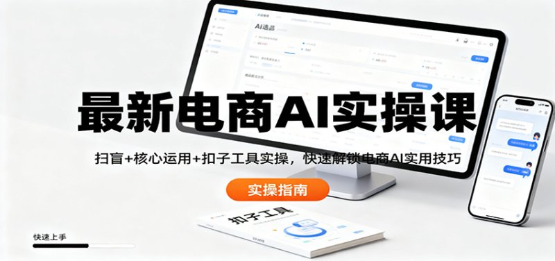 最新电商AI实操课：扫盲+核心运用+扣子工具实操，快速解锁电商AI实用技巧网创-网赚-电商-tk-出海-AI-抖音-快手-小红书-视频号-玩法-创业-小程序-公众号-私域-s粉网创智库