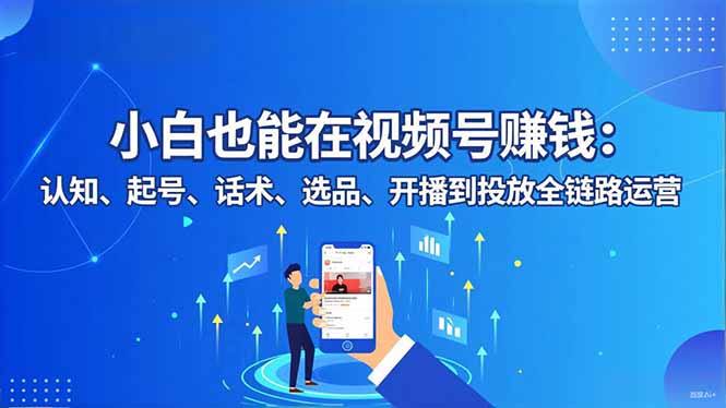 小白也能在视频号赚钱：认知、起号、话术、选品、开播到投放全链路运营网创-网赚-电商-tk-出海-AI-抖音-快手-小红书-视频号-玩法-创业-小程序-公众号-私域-s粉网创智库
