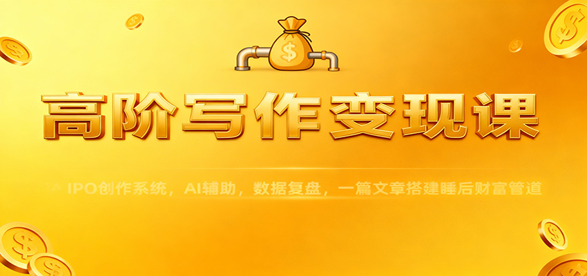 高阶写作变现课:IPO创作系统,AI辅助,数据复盘,一篇文章搭建睡后财富管道 - 网创智库网创-网赚-电商-tk-出海-AI-抖音-快手-小红书-视频号-玩法-创业-小程序-公众号-私域-s粉网创智库