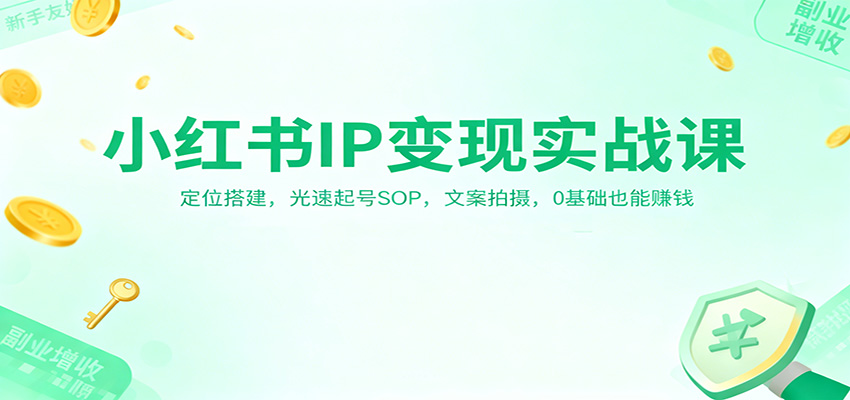 小红书IP变现实战课：定位搭建，光速起号SOP，文案拍摄，0基础也能赚钱 - 网创智库网创-网赚-电商-tk-出海-AI-抖音-快手-小红书-视频号-玩法-创业-小程序-公众号-私域-s粉网创智库