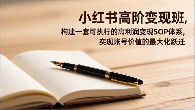 小红书高阶变现班，构建一套可执行的高利润变现SOP体系，实现账号价值的最大化跃迁网创-网赚-电商-tk-出海-AI-抖音-快手-小红书-视频号-玩法-创业-小程序-公众号-私域-s粉网创智库