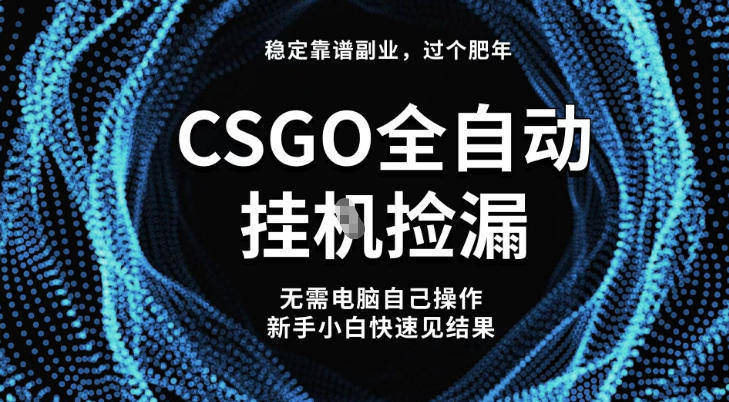 【稳定副业】全球最热门游戏CSGO全自动捡漏，最新玩法，新手小白日入5张+【揭秘】网创-网赚-电商-tk-出海-AI-抖音-快手-小红书-视频号-玩法-创业-小程序-公众号-私域-s粉网创智库