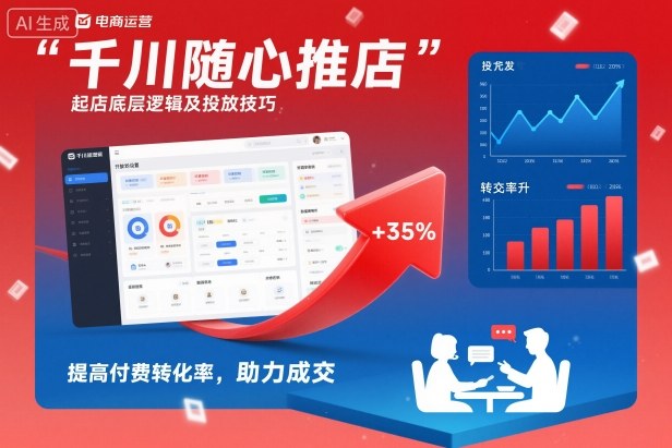 千川随心推起店底层逻辑及投放技巧，提高付费转化率，助力成交网创-网赚-电商-tk-出海-AI-抖音-快手-小红书-视频号-玩法-创业-小程序-公众号-私域-s粉网创智库