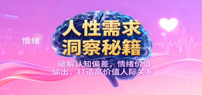 人性需求洞察秘籍，破解认知偏差，情绪价值输出，打造高价值人际关系 - 网创智库网创-网赚-电商-tk-出海-AI-抖音-快手-小红书-视频号-玩法-创业-小程序-公众号-私域-s粉网创智库