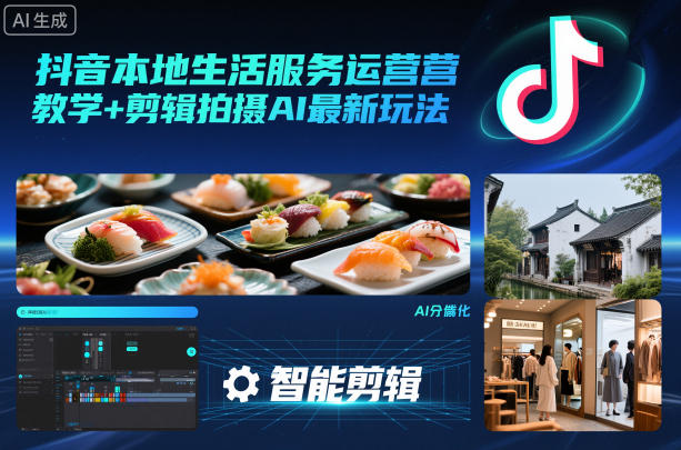 抖音本地生活服务运营教学+剪辑拍摄AI最新玩法网创-网赚-电商-tk-出海-AI-抖音-快手-小红书-视频号-玩法-创业-小程序-公众号-私域-s粉网创智库