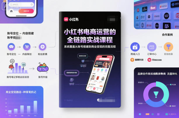 小红书电商运营的全链路实战课程，系统覆盖从账号搭建到商业变现的完整流程网创-网赚-电商-tk-出海-AI-抖音-快手-小红书-视频号-玩法-创业-小程序-公众号-私域-s粉网创智库