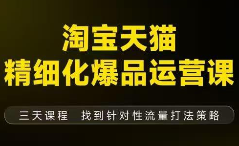 猫课子幽·淘宝天猫精细化爆品运营【音频+字幕+文档】(9月12-14杭州线下课)网创-网赚-电商-tk-出海-AI-抖音-快手-小红书-视频号-玩法-创业-小程序-公众号-私域-s粉网创智库