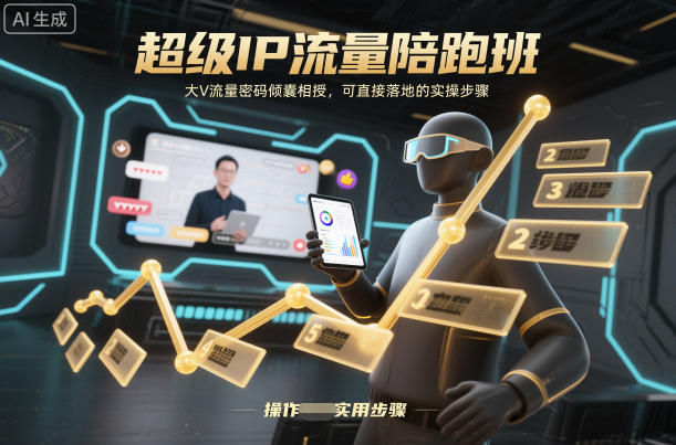 超级IP流量陪跑班，大V流量密码倾囊相授，可直接落地的实操步骤网创-网赚-电商-tk-出海-AI-抖音-快手-小红书-视频号-玩法-创业-小程序-公众号-私域-s粉网创智库