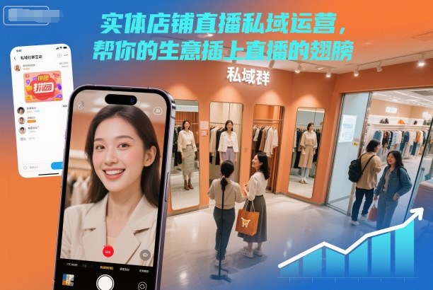 实体店铺直播私域运营，帮你的生意插上直播的翅膀网创-网赚-电商-tk-出海-AI-抖音-快手-小红书-视频号-玩法-创业-小程序-公众号-私域-s粉网创智库