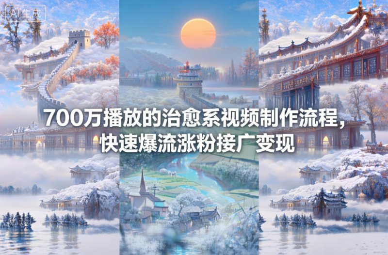 700万播放的治愈系视频制作流程，快速爆流涨粉接广变现网创-网赚-电商-tk-出海-AI-抖音-快手-小红书-视频号-玩法-创业-小程序-公众号-私域-s粉网创智库