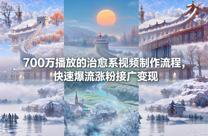 700万播放的治愈系视频制作流程，快速爆流涨粉接广变现 - 网创智库网创-网赚-电商-tk-出海-AI-抖音-快手-小红书-视频号-玩法-创业-小程序-公众号-私域-s粉网创智库