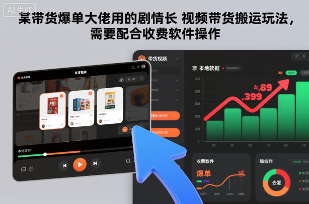 某带货爆单大佬用的剧情长视频带货搬运玩法，需要配合收费软件操作网创-网赚-电商-tk-出海-AI-抖音-快手-小红书-视频号-玩法-创业-小程序-公众号-私域-s粉网创智库